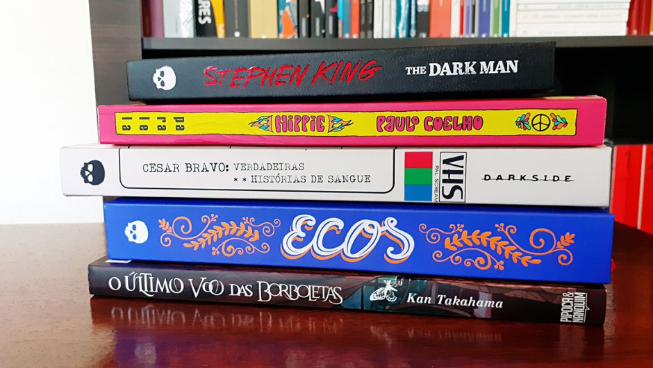 Livros The Dark Man, Hippie, VHS, Ecos e O último voo das borboletas.