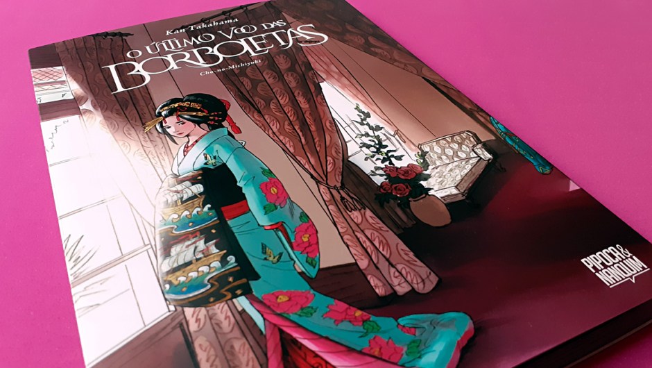 Capa do mangá O último voo das borboletas, de Kan Takahama, publicado pela Pipoca & Nanquim.