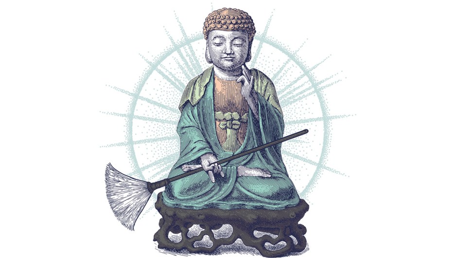 Ilustração da capa do livro Manual de limpeza de um monge budista,